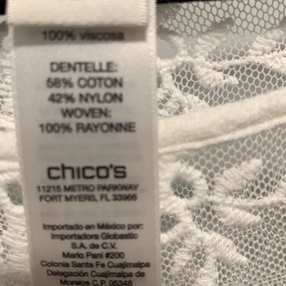 Chico's white sheer top size 1 - Picture 5 of 8